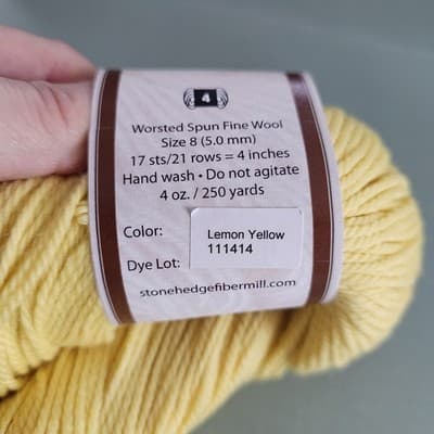 Shepherd's Wool Stonehedge Fiber Yarn Lemon Yellow Worsted Wool 4oz, 250yd USA - Thumbnail 4