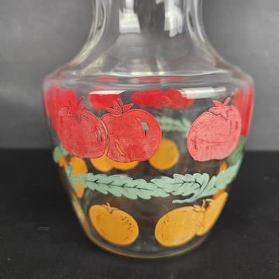 1950s Anchor Hocking Glass Juice Pitcher Tomato Orange 2 qt Vintage - Thumbnail 2