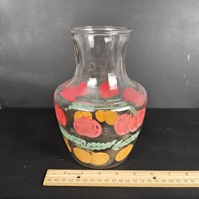 1950s Anchor Hocking Glass Juice Pitcher Tomato Orange 2 qt Vintage - Thumbnail 8