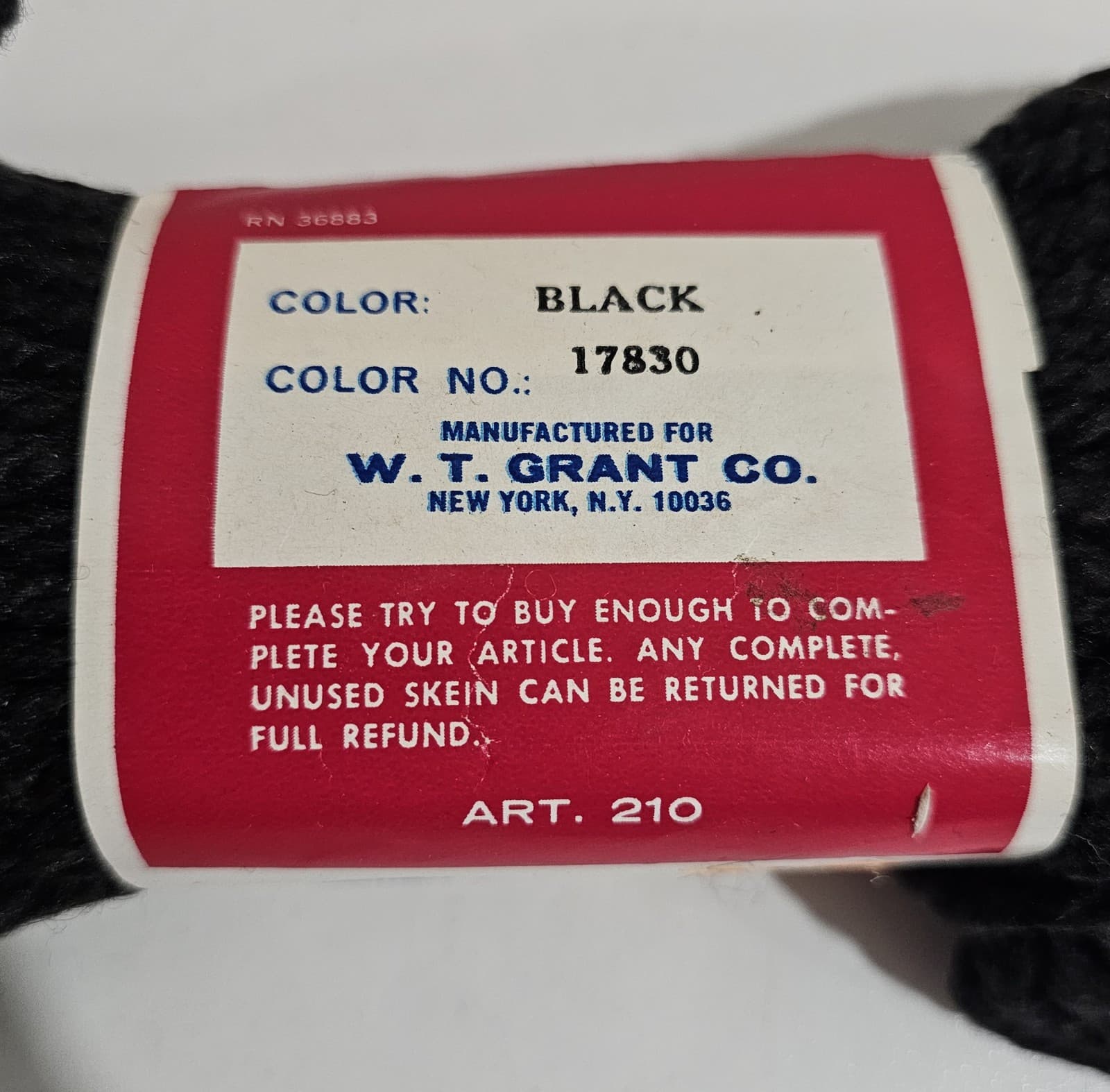 Grants Heavy Rug Yarn Black 1 Skein Rayon Cotton 2.5 oz 70 Yards - Thumbnail 4