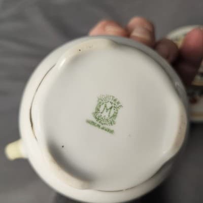 Antique Noritake Hand Painted Cream & Sugar Bowl w Lid Japan - Thumbnail 9