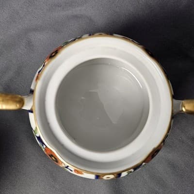 Antique Noritake Hand Painted Cream & Sugar Bowl w Lid Japan - Thumbnail 12