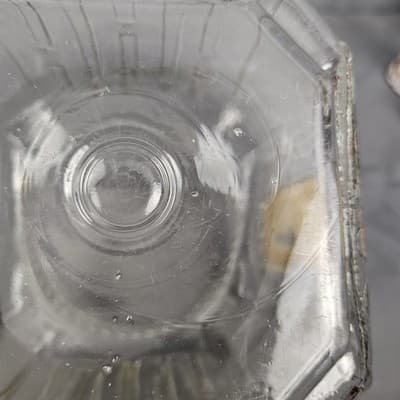 Vintage Hoosier Cabinet Glass Jar H Pattern Sugar Cookie Canister Flower Tin Lid - Thumbnail 12