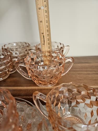 Pink Depression Glass Hocking Block Optic Dishes Lot Of 9 Bowls Pitchers plates - Thumbnail 3