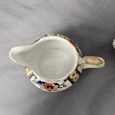 Antique Noritake Hand Painted Cream & Sugar Bowl w Lid Japan - Thumbnail 10