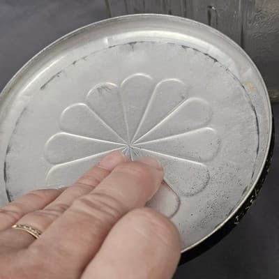 Vintage Hoosier Cabinet Glass Jar H Pattern Sugar Cookie Canister Flower Tin Lid - Thumbnail 17