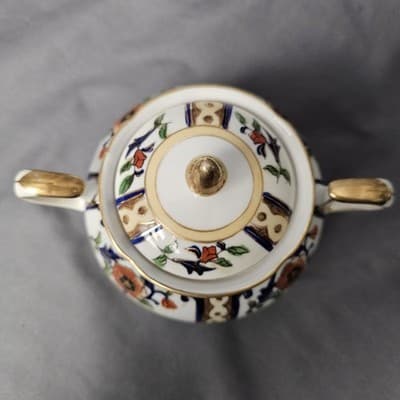 Antique Noritake Hand Painted Cream & Sugar Bowl w Lid Japan - Thumbnail 11