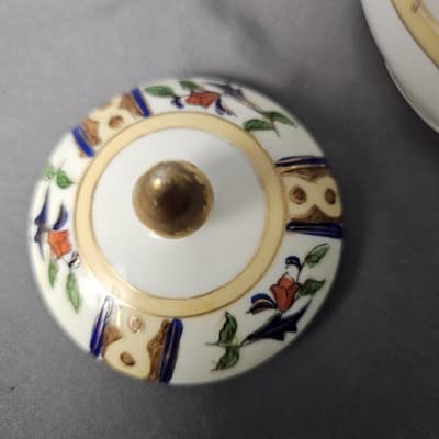 Antique Noritake Hand Painted Cream & Sugar Bowl w Lid Japan - Thumbnail 14