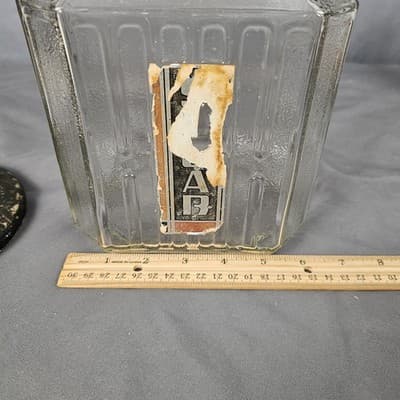 Vintage Hoosier Cabinet Glass Jar H Pattern Sugar Cookie Canister Flower Tin Lid - Thumbnail 20