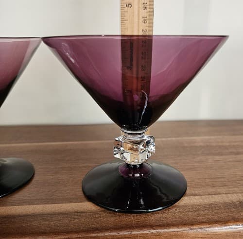 Set Of 2 Bryce Wilmington Purple Amethyst Barware Cube Stem Glass - Thumbnail 3