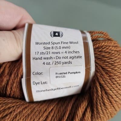 Shepherd's Wool Stonehedge Fiber Yarn Roasted Pumpkin Worsted Wool 4oz, 250yd - Thumbnail 3
