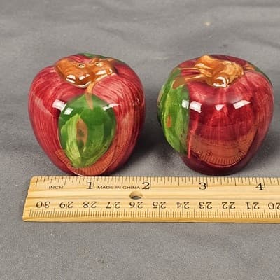 Vintage Franciscan Apple Pattern Dinnerware Salt & Pepper Shakers Set No Stopper - Thumbnail 5