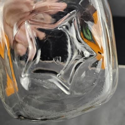 Vtg 5.5" 1960s Clear Glass Square Oranges Leaves Water/ Juice Pitcher - Thumbnail 7