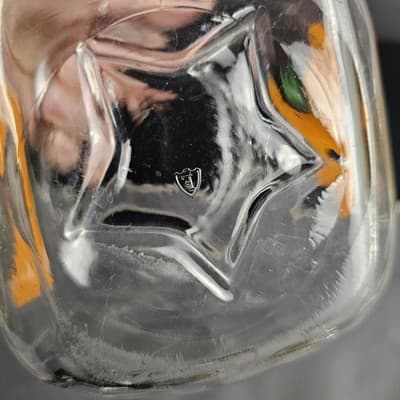 Vtg 5.5" 1960s Clear Glass Square Oranges Leaves Water/ Juice Pitcher - Thumbnail 8