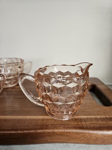 Pink Depression Glass Hocking Block Optic Dishes Lot Of 9 Bowls Pitchers plates - Thumbnail 11