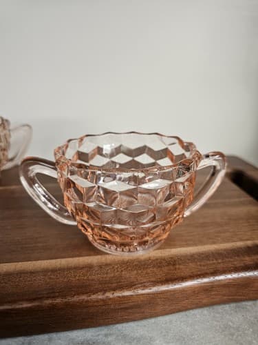 Pink Depression Glass Hocking Block Optic Dishes Lot Of 9 Bowls Pitchers plates - Thumbnail 8