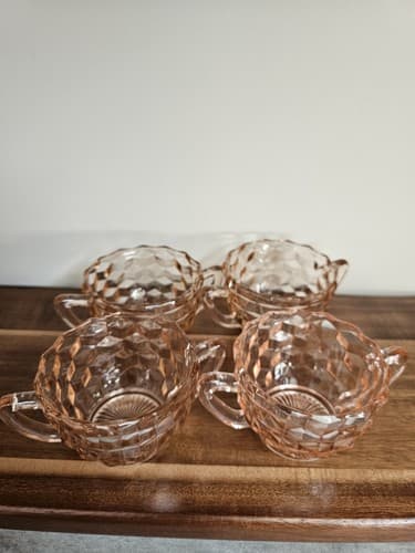 Pink Depression Glass Hocking Block Optic Dishes Lot Of 9 Bowls Pitchers plates - Thumbnail 10