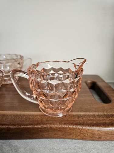 Pink Depression Glass Hocking Block Optic Dishes Lot Of 9 Bowls Pitchers plates - Thumbnail 15