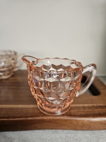 Pink Depression Glass Hocking Block Optic Dishes Lot Of 9 Bowls Pitchers plates - Thumbnail 16