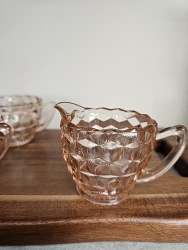 Pink Depression Glass Hocking Block Optic Dishes Lot Of 9 Bowls Pitchers plates - Thumbnail 12