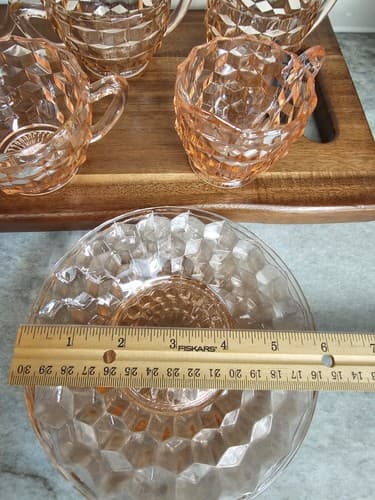 Pink Depression Glass Hocking Block Optic Dishes Lot Of 9 Bowls Pitchers plates - Thumbnail 17