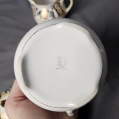 Antique Noritake Hand Painted Cream & Sugar Bowl w Lid Japan - Thumbnail 20
