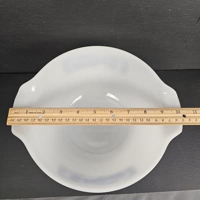 Milk Glass Mixing Bowl With Beautiful Detailed Work 10.5"x4" tall Covered Wagon - Thumbnail 10