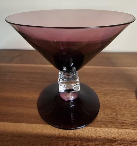 Set Of 2 Bryce Wilmington Purple Amethyst Barware Cube Stem Glass - Thumbnail 5