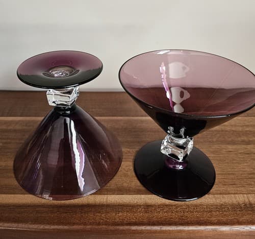 Set Of 2 Bryce Wilmington Purple Amethyst Barware Cube Stem Glass - Thumbnail 4