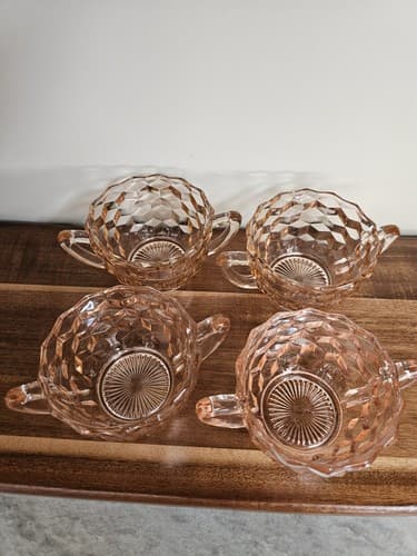 Pink Depression Glass Hocking Block Optic Dishes Lot Of 9 Bowls Pitchers plates - Thumbnail 6