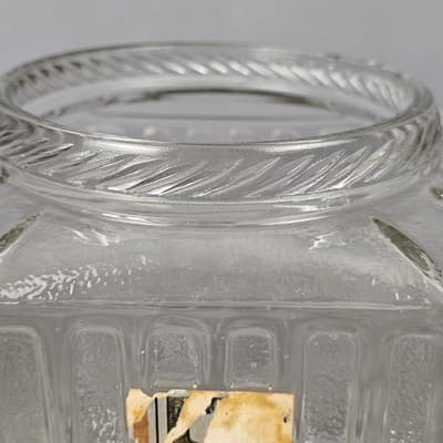 Vintage Hoosier Cabinet Glass Jar H Pattern Sugar Cookie Canister Flower Tin Lid - Thumbnail 22