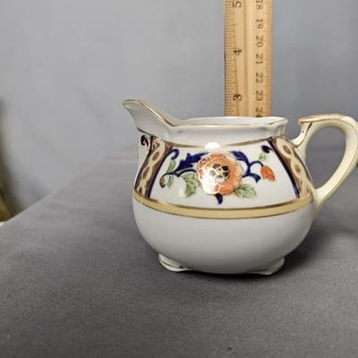 Antique Noritake Hand Painted Cream & Sugar Bowl w Lid Japan - Thumbnail 23