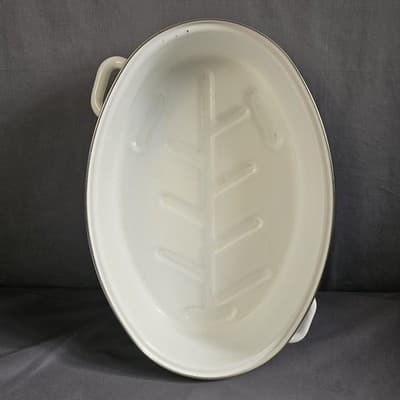 Vintage Strawberry Roasting Pan With Lid & Handles Rare Cook Ware Large 15"x 10" - Thumbnail 7