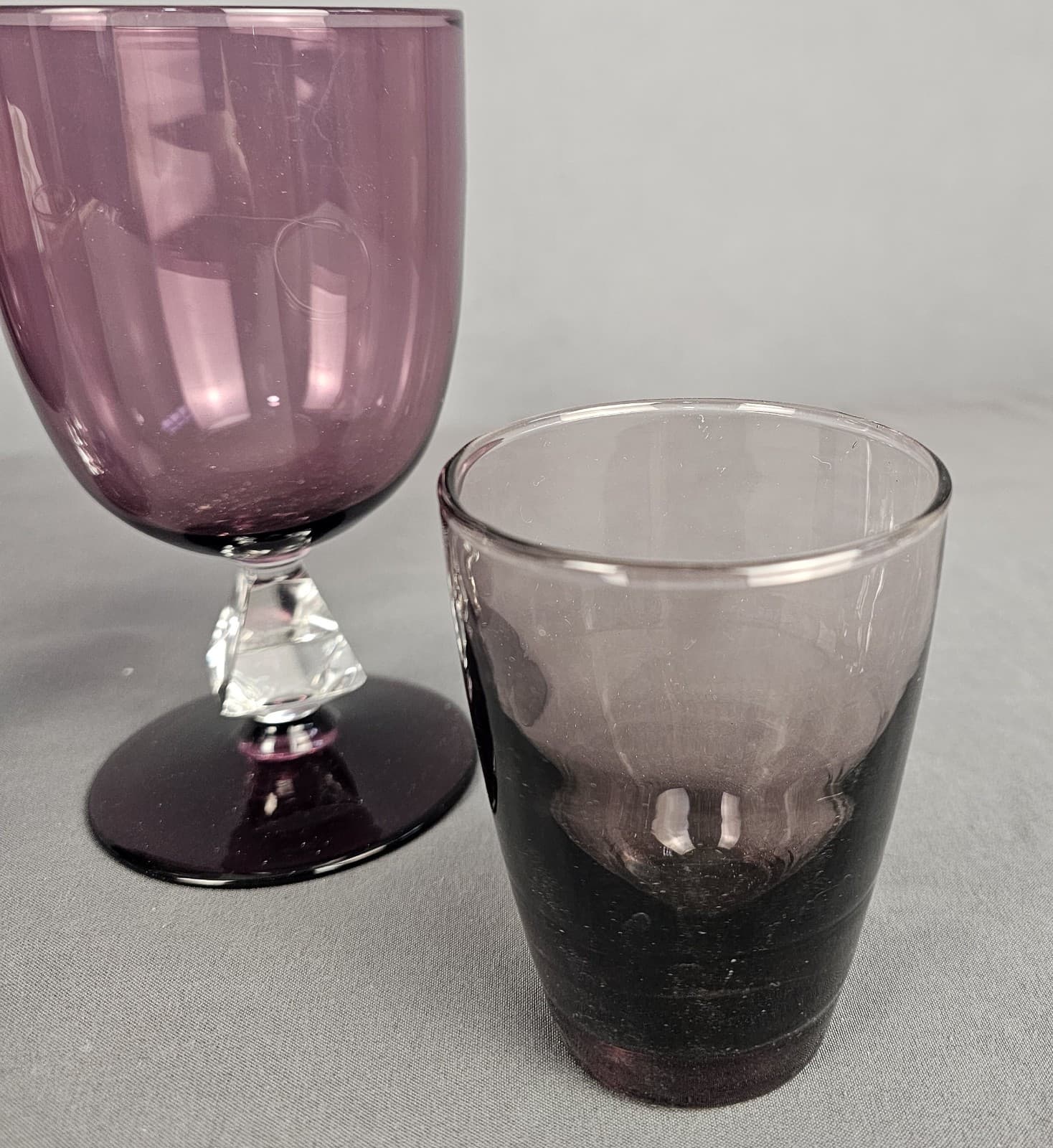 2 Amethyst Purple Aquarius 5 Ounce Wine Goblets MCM + 2 Amethyst Cocktail - Thumbnail 3