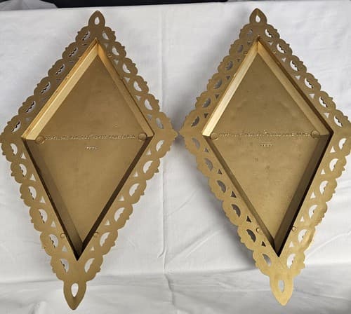 2 Homco Hanging Decor Plaques Gold Hollywood Regency Wall 1971 7225 7227 Vintage - Thumbnail 2