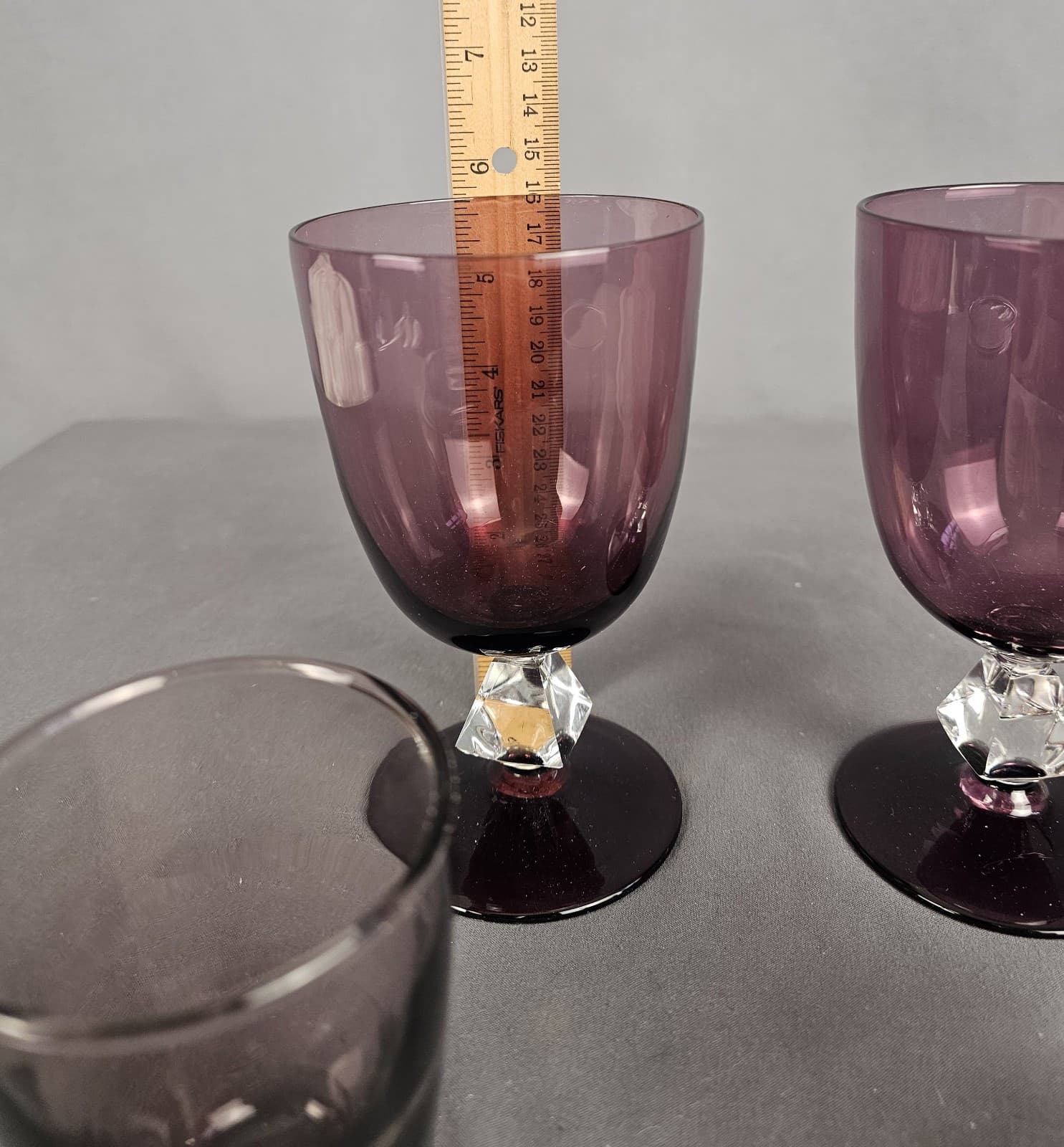 2 Amethyst Purple Aquarius 5 Ounce Wine Goblets MCM + 2 Amethyst Cocktail - Thumbnail 7