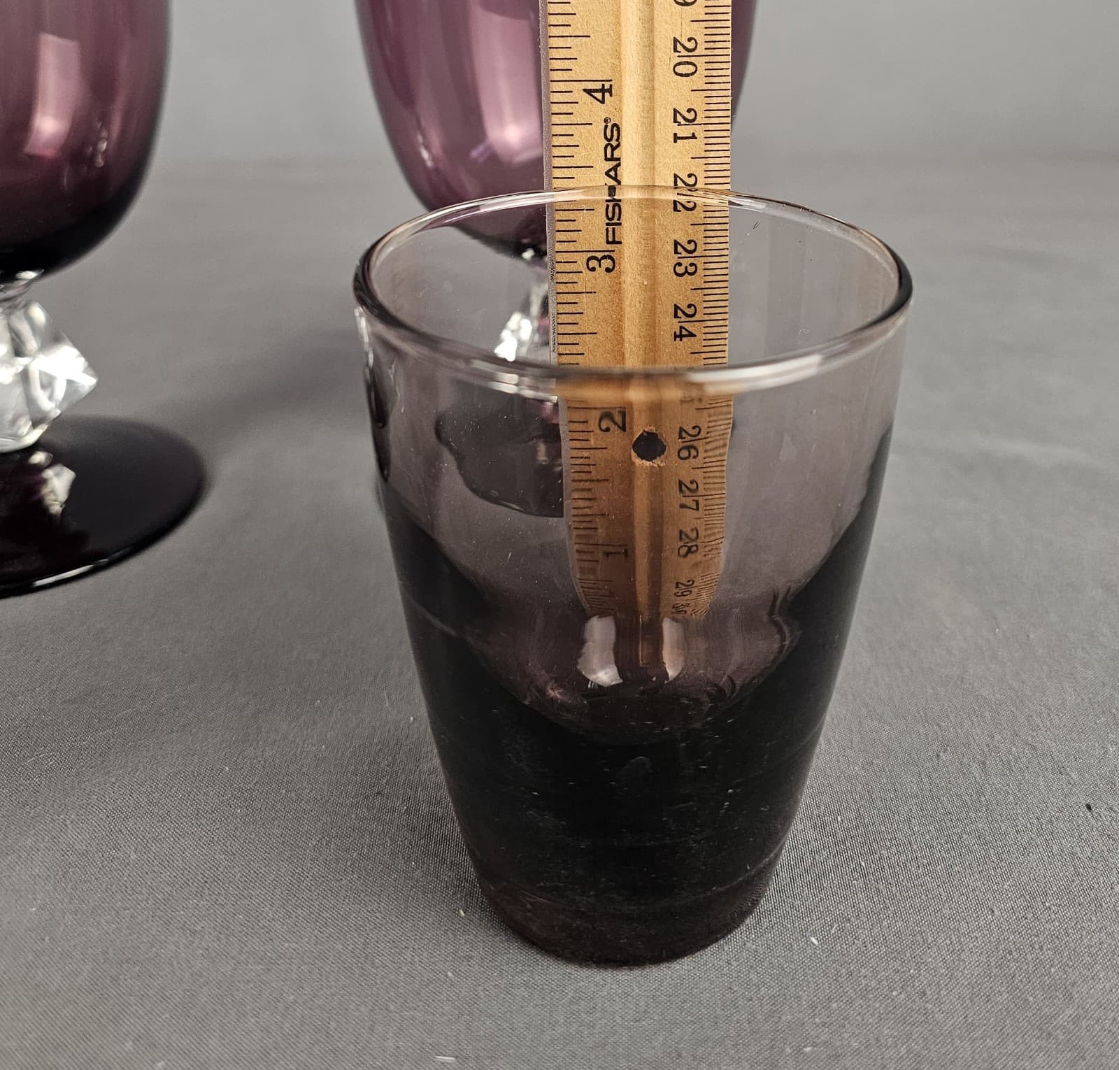 2 Amethyst Purple Aquarius 5 Ounce Wine Goblets MCM + 2 Amethyst Cocktail - Thumbnail 10