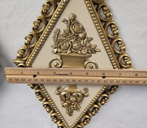 2 Homco Hanging Decor Plaques Gold Hollywood Regency Wall 1971 7225 7227 Vintage - Thumbnail 5