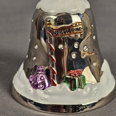 Godinger Silver Art Co Santa Christmas Bell Silver Plated Enamel 6oz Holiday - Thumbnail 3