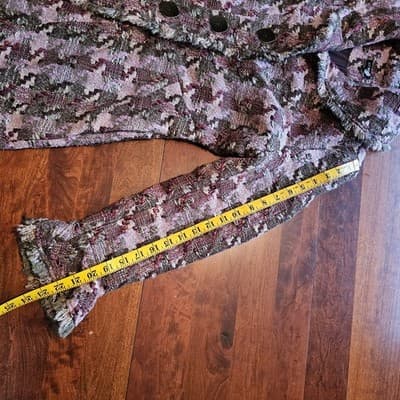 600 West Women’s M Tapestry Woven Coat Jacket Fringe Trim Boho Artsy Textured - Thumbnail 18