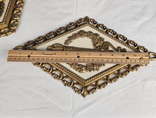 Homco Wall Plaques MCM Vintage Ornate Plastic Hanging Art Decor Gold Set Of 4 - Thumbnail 11