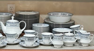Noritake Burlington 2081 China EXCELLENT Cond 1940s Never Used Platinum Trim - Thumbnail 2