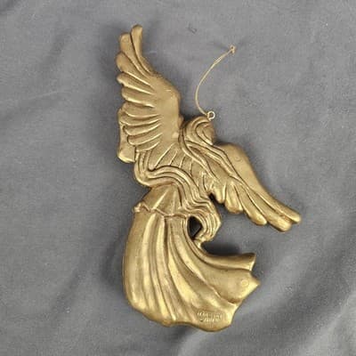 Vintage Gold toned Angel Ornament 7" Tall - Thumbnail 2