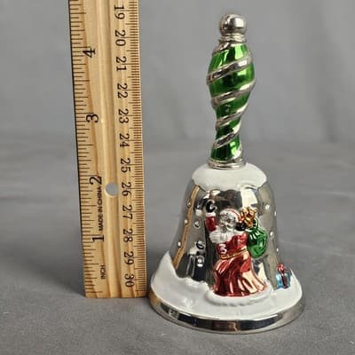 Godinger Silver Art Co Santa Christmas Bell Silver Plated Enamel 6oz Holiday - Thumbnail 6