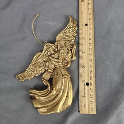 Vintage Gold toned Angel Ornament 7" Tall - Thumbnail 3
