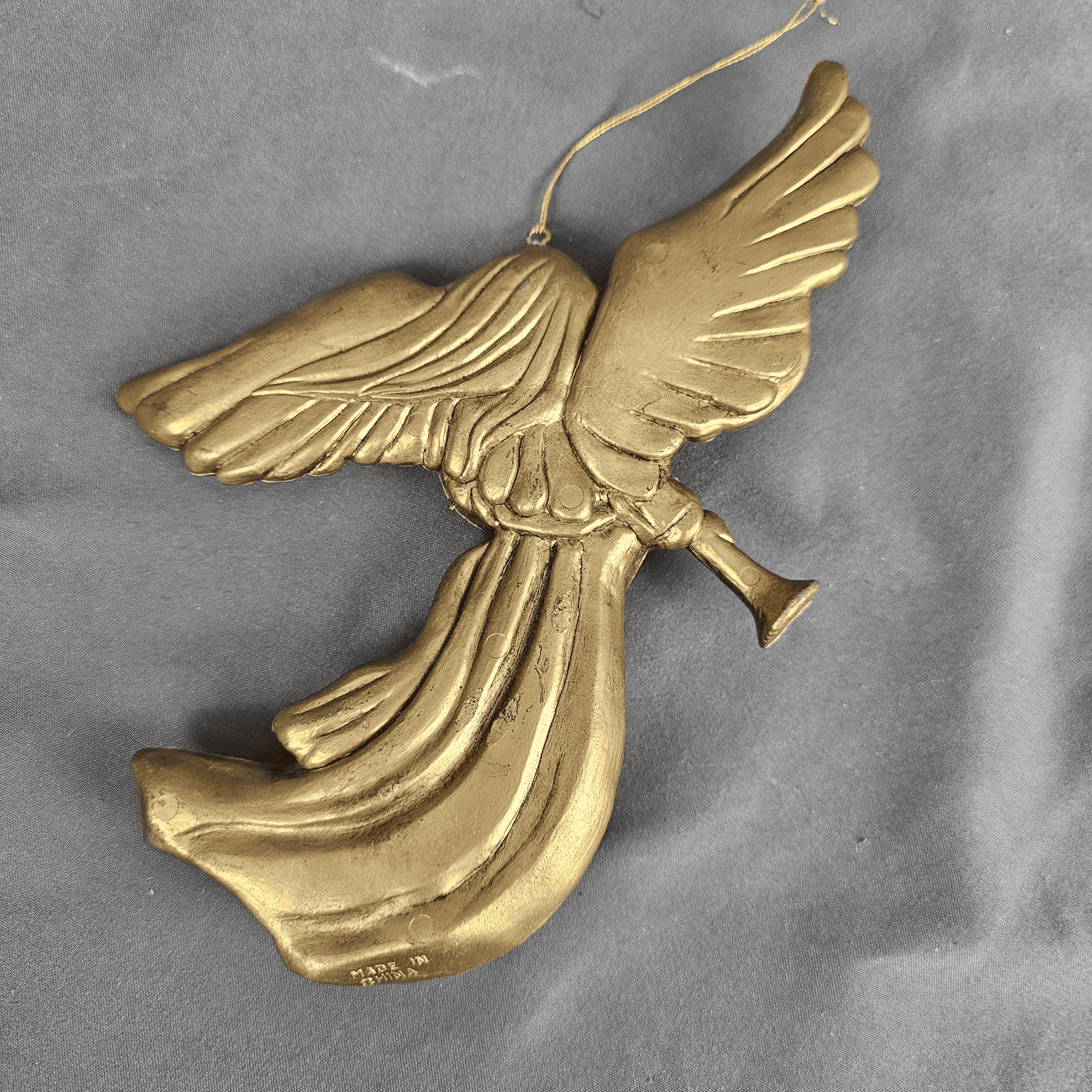 Vintage Gold toned Angel Ornament 7" Tall - Thumbnail 2