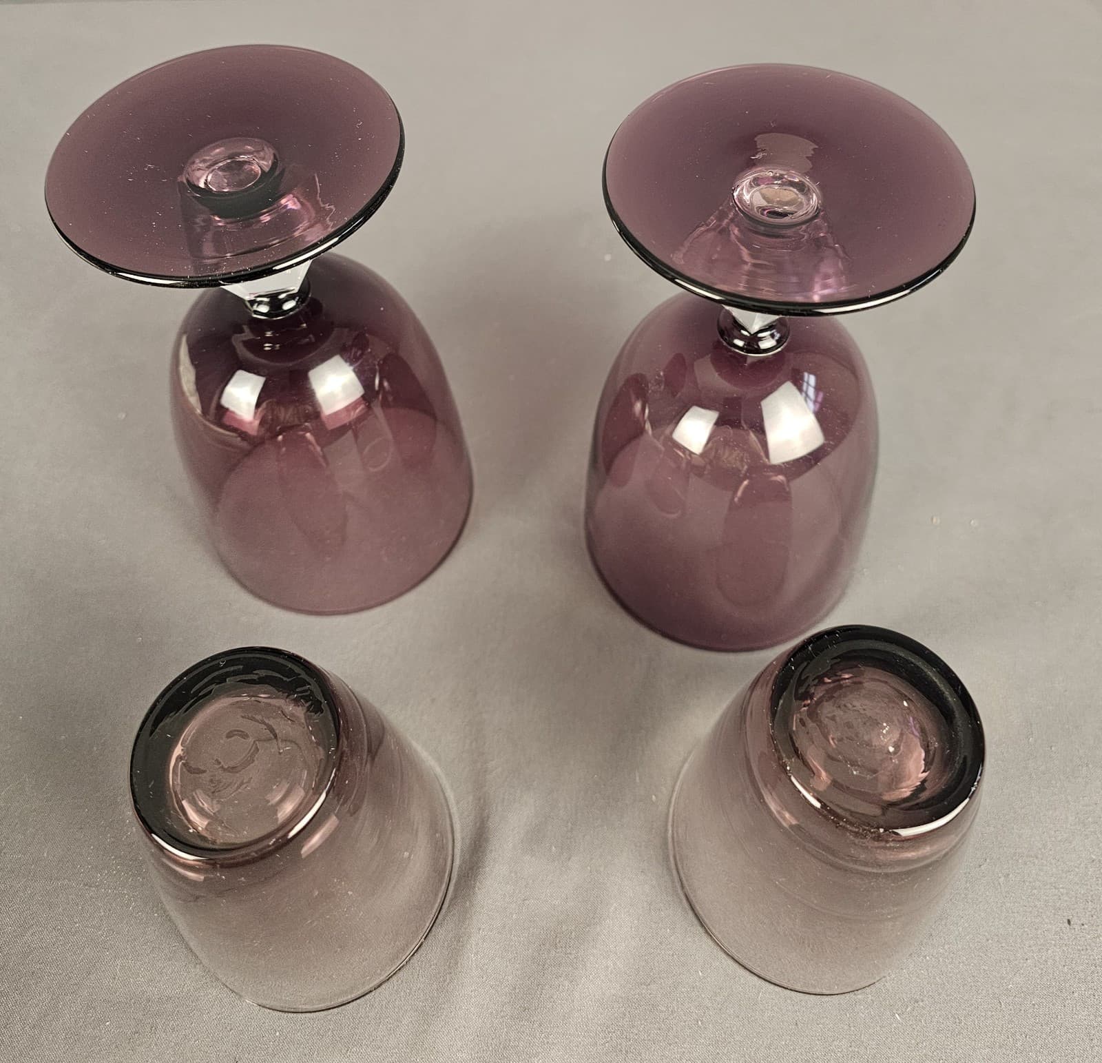 2 Amethyst Purple Aquarius 5 Ounce Wine Goblets MCM + 2 Amethyst Cocktail - Thumbnail 5