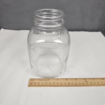 Vintage Owens-Illinois Square Glass Jar Diamond Pattern 1 qt. #2 - Thumbnail 11