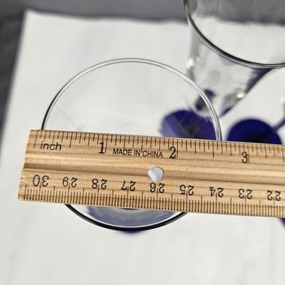 Vintage Set of 4 Luminarc Champagne Flutes Cobalt Blue Stem Clear Tulip Top - Thumbnail 5