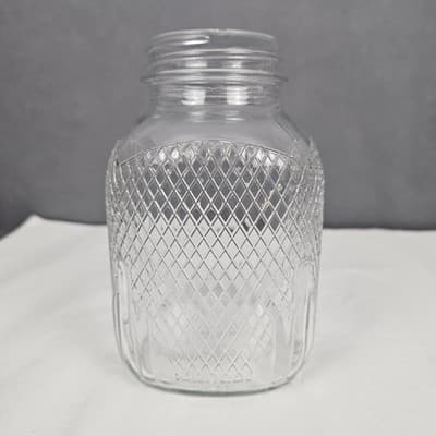 Vintage Owens-Illinois Square Glass Jar Diamond Pattern 1 qt. #2 - Thumbnail 5